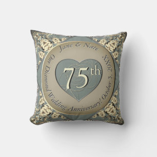 75th Wedding Diamond Anniversary  Throw Pillow