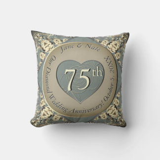 75th Wedding Diamond Anniversary Throw Pillow