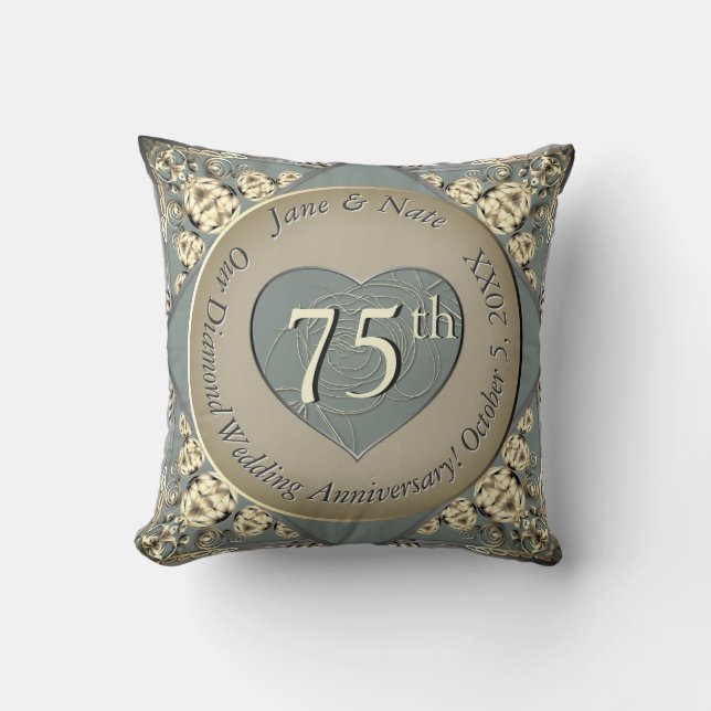 75th Wedding Diamond Anniversary  Throw Pillow (Front)