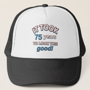 75th year birthday designs trucker hat