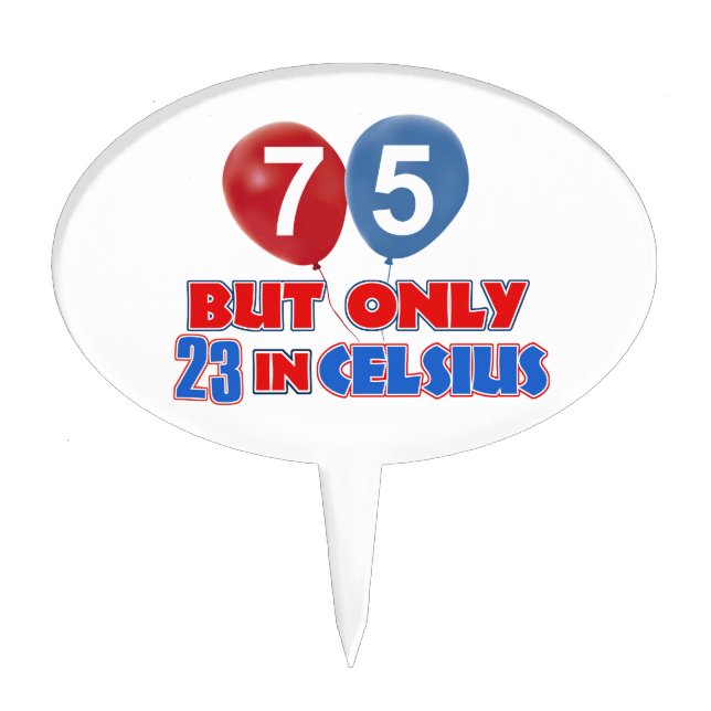 75th year old birthday designs cake topper (Front)