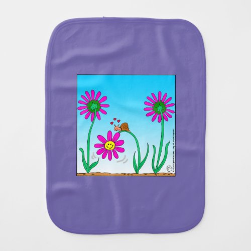 763 romantic snail with flower  baby burp cloth