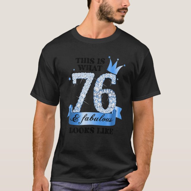 76 & Fabulous I Blue White Party Group Candid Phot T-Shirt (Front)