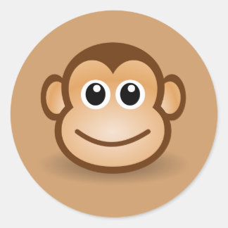76-Free-Cute-Cartoon-Monkey-Clipart-Illustration C Classic Round Sticker