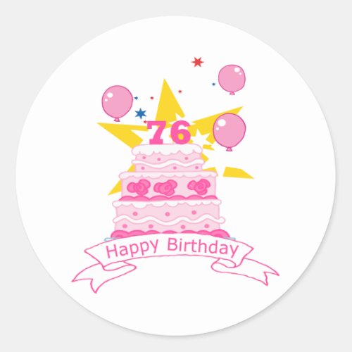 76 Year Old Birthday Cake Classic Round Sticker