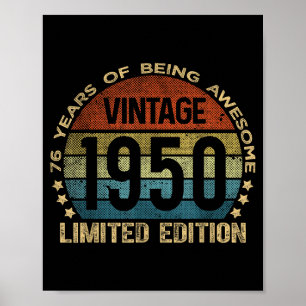 76 Year Old Vintage 1950 Limited Edition 76th Birt Poster