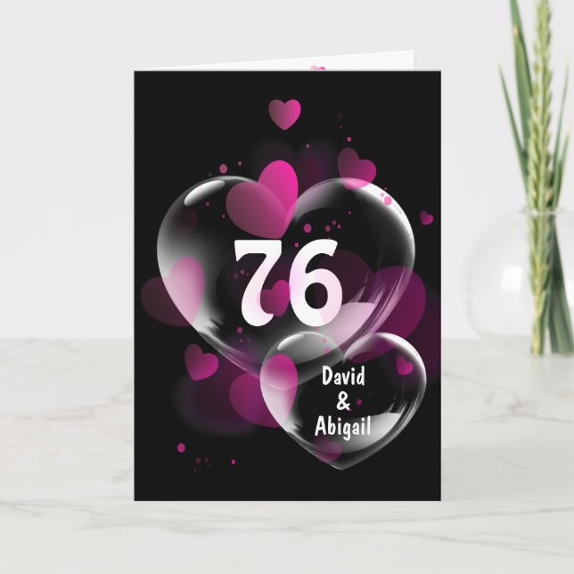 76th Anniversary Heart Bubbles on Black Card (Front)