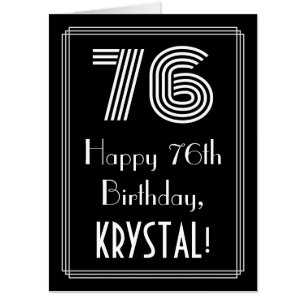 76th Birthday — Art Deco Inspired Look “76” + Name Card