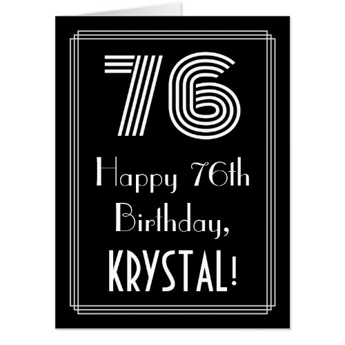 76th Birthday  Art Deco Inspired Look 76  Name Card