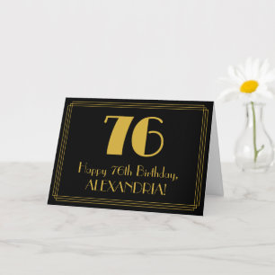 76th Birthday: Art Deco Inspired Look "76" + Name Card