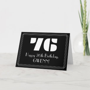 76th Birthday: Art Deco Inspired Look "76" & Name Card