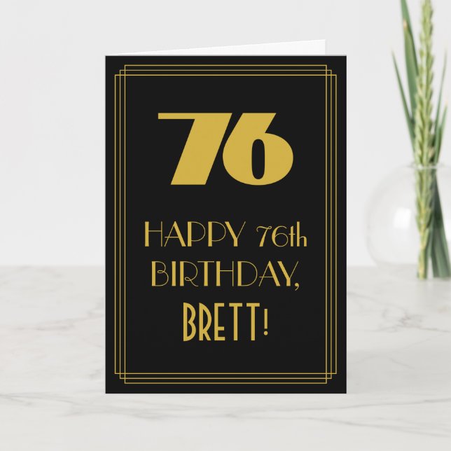 76th Birthday ~ Art Deco Inspired Look "76" & Name Card (Front)