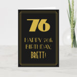 [ Thumbnail: 76th Birthday ~ Art Deco Inspired Look "76" & Name Card ]