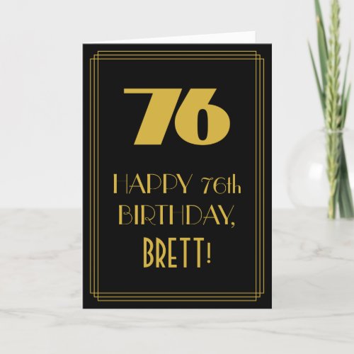 76th Birthday  Art Deco Inspired Look 76  Name Card