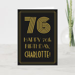 [ Thumbnail: 76th Birthday: Art Deco Inspired Look "76" & Name Card ]