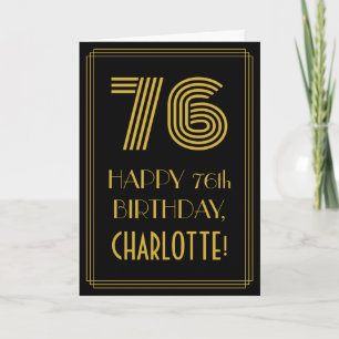 76th Birthday: Art Deco Inspired Look "76" & Name Card