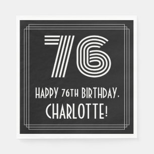 76th Birthday: Art Deco Inspired Look "76" + Name Napkins