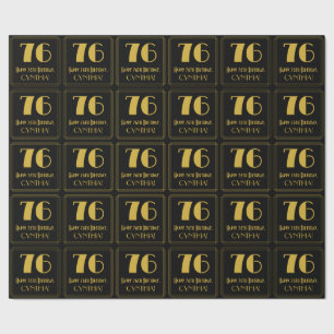 76th Birthday ~ Art Deco Inspired Look "76", Name Wrapping Paper