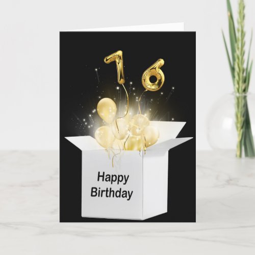 76th Birthday Balloons In White Box  Card