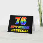 [ Thumbnail: 76th Birthday: Bold, Fun, Simple, Rainbow 76 Card ]