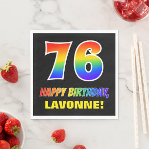 76th Birthday: Bold, Fun, Simple, Rainbow 76 Napkins