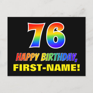 76th Birthday: Bold, Fun, Simple, Rainbow 76 Postcard