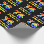 [ Thumbnail: 76th Birthday: Bold, Fun, Simple, Rainbow 76 Wrapping Paper ]