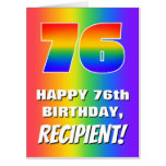 [ Thumbnail: 76th Birthday: Colorful, Fun Rainbow Pattern # 76 Card ]
