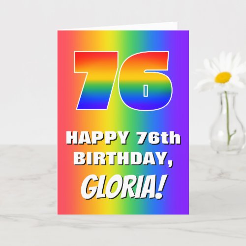 76th Birthday Colorful Fun Rainbow Pattern  76 Card