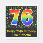 [ Thumbnail: 76th Birthday - Colorful Music Symbols, Rainbow 76 Napkins ]