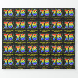 [ Thumbnail: 76th Birthday: Colorful Music Symbols, Rainbow 76 Wrapping Paper ]