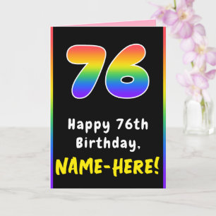 76th Birthday: Colorful Rainbow # 76, Custom Name Card