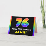 [ Thumbnail: 76th Birthday: Colorful Rainbow # 76, Custom Name Card ]