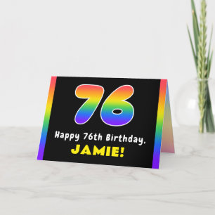 76th Birthday: Colorful Rainbow # 76, Custom Name Card