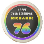 [ Thumbnail: 76th Birthday: Colorful Rainbow # 76, Custom Name ]