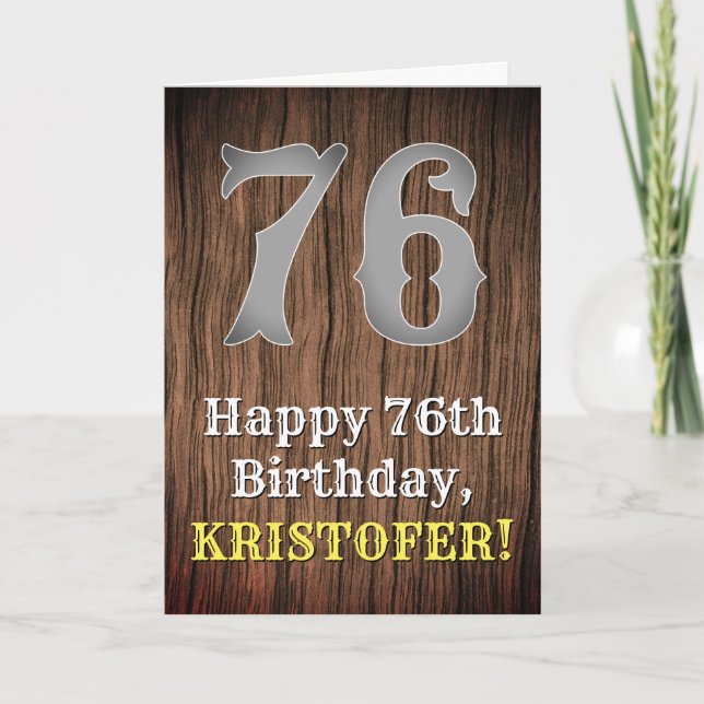 76th Birthday: Country Western Inspired Look, Name Card (Front)