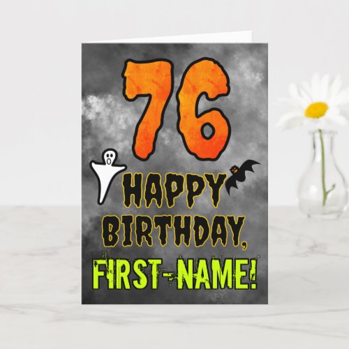 76th Birthday Eerie Halloween Theme  Custom Name Card