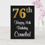 [ Thumbnail: 76th Birthday ~ Elegant Luxurious Faux Gold Look # Card ]