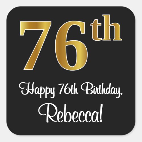 76th Birthday  Elegant Luxurious Faux Gold Look  Square Sticker