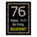 [ Thumbnail: 76th Birthday: Floral Flowers Number “76” + Name Card ]