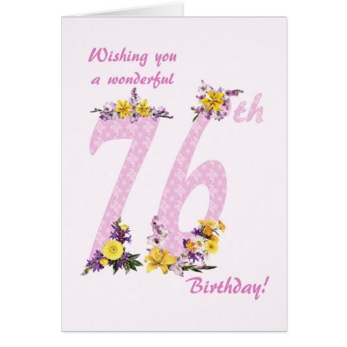 76th Birthday Flower Decorated Numbers