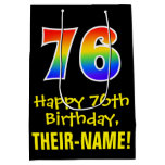 [ Thumbnail: 76th Birthday: Fun, Bold, Colorful, Rainbow "76" Gift Bag ]