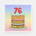 [ Thumbnail: 76th Birthday: Fun Cake and Candles + Custom Name Napkins ]