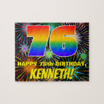 [ Thumbnail: 76th Birthday: Fun, Colorful Celebratory Fireworks Jigsaw Puzzle ]