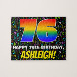 [ Thumbnail: 76th Birthday — Fun, Colorful Music Symbols & “76” Jigsaw Puzzle ]