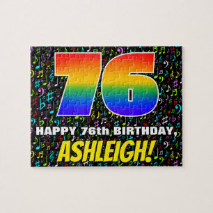 76th Birthday — Fun, Colorful Music Symbols & “76” Jigsaw Puzzle