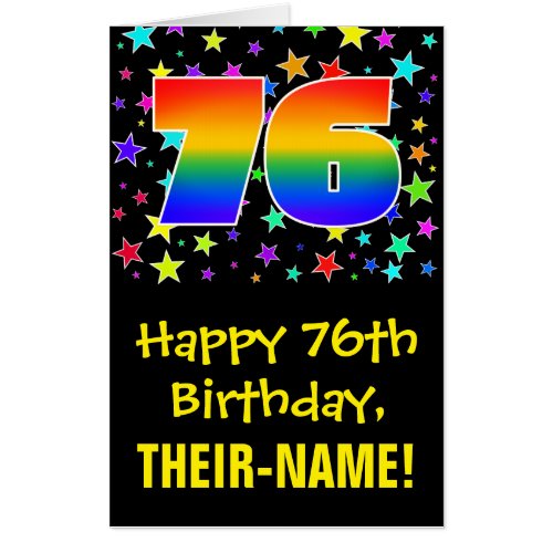 76th Birthday Fun Colorful Stars  Rainbow  76 Card