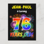 [ Thumbnail: 76th Birthday - Fun Fireworks, Rainbow Look "76" Postcard ]
