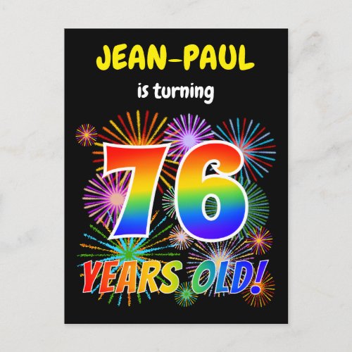 76th Birthday _ Fun Fireworks Rainbow Look 76 Postcard