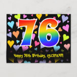 [ Thumbnail: 76th Birthday: Fun Hearts Pattern, Rainbow 76 Postcard ]